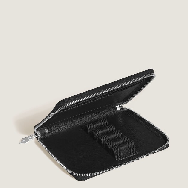 Estuche para 5 Artículos de Escritura con Cremallera de Piel Sartorial - 6