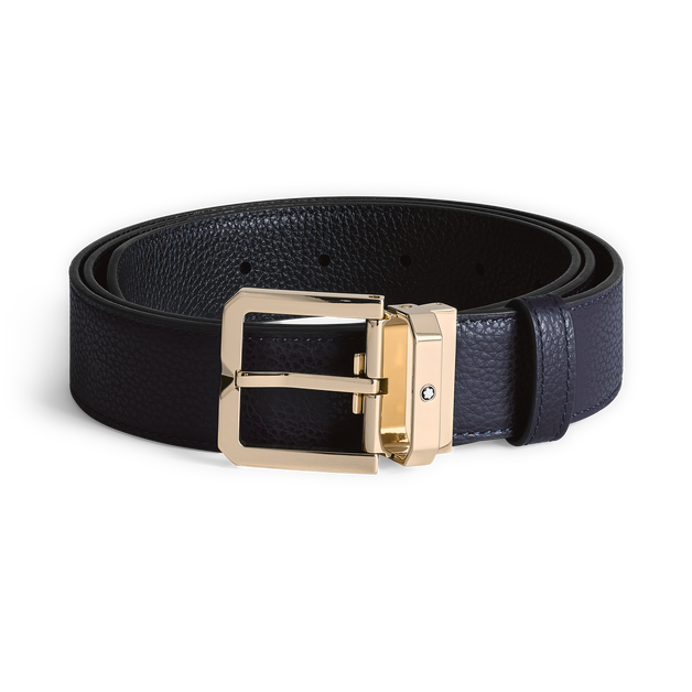 Ceinture réversible de 35 mm en cuir bleu nuit/noir - 1