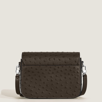 Nib Crossbody Bag in Ostrich-Embossed Leather