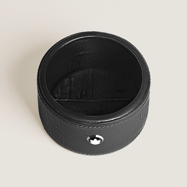 Plateau de Bureau Rond Petit Format en Cuir Embossé Croco - 2