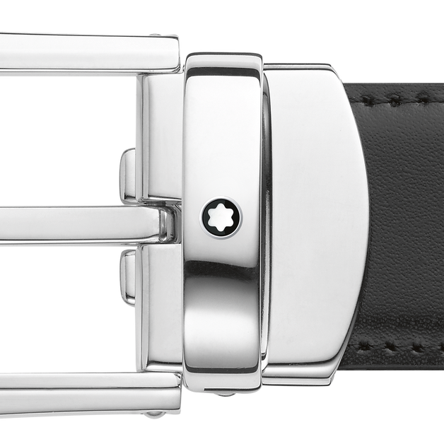 Horseshoe buckle black/brown 30 mm reversible leather belt - 3