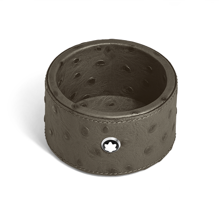 Schreibtischablage Klein, Leder mit Straußenprägung, Khaki