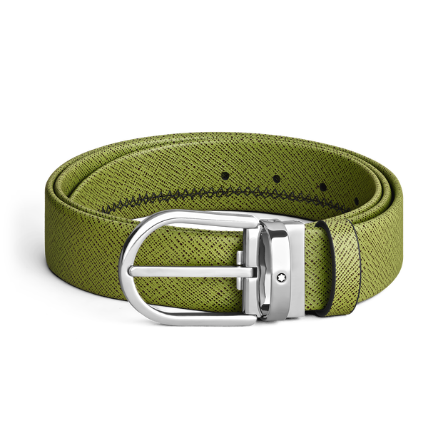 Cinturón de piel verde lima de 35 mm con hebilla en forma de herradura - 1