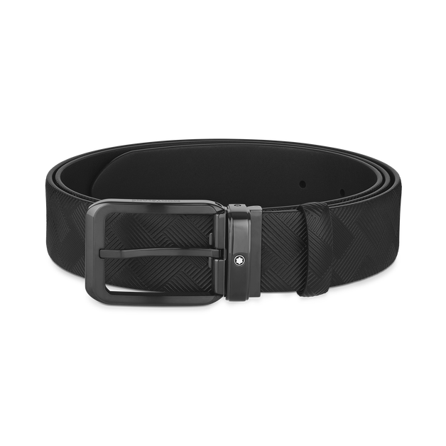 Black 35 mm reversible leather belt - 1