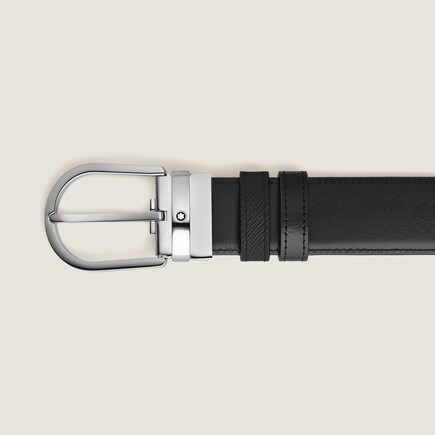 Horseshoe Buckle Black/Black 35 mm Reversible Leather Belt