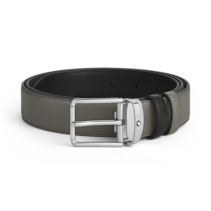 Medium grey/black 30mm reversible leather belt