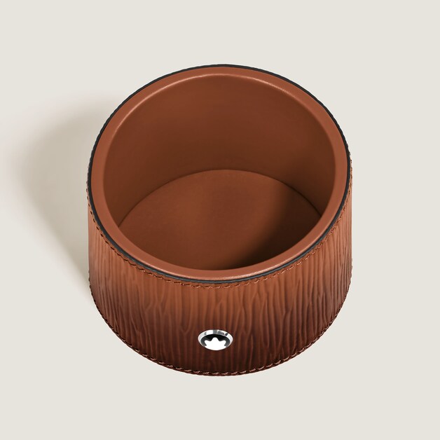 Runde mittelgro&szlig;e Schreibtischablage aus Corteccia-Leder mit Sfumato-Effekt - 2