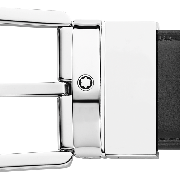 Horseshoe buckle black/tan 35 mm leather belt - 3