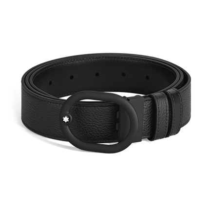 L'Ovale Buckle Black/Black 35 mm Reversible Leather Belt