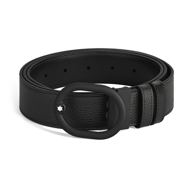 L'Ovale Buckle Black/Black 35 mm Reversible Leather Belt - 1