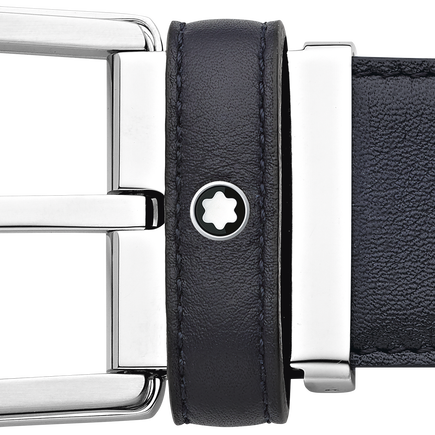 Horseshoe buckle blue 35 mm leather belt