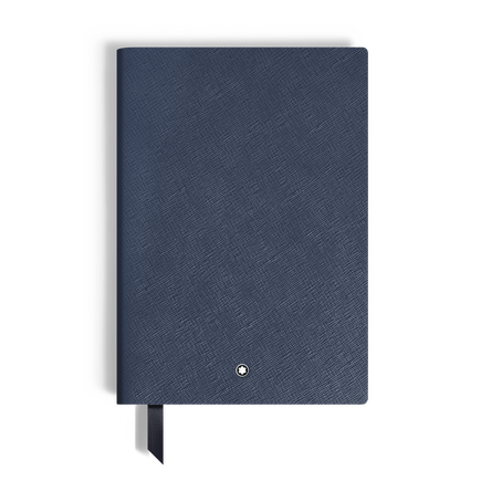 Notebook Mittelgroß, Saffianleder, Blau – Linierte Seiten
