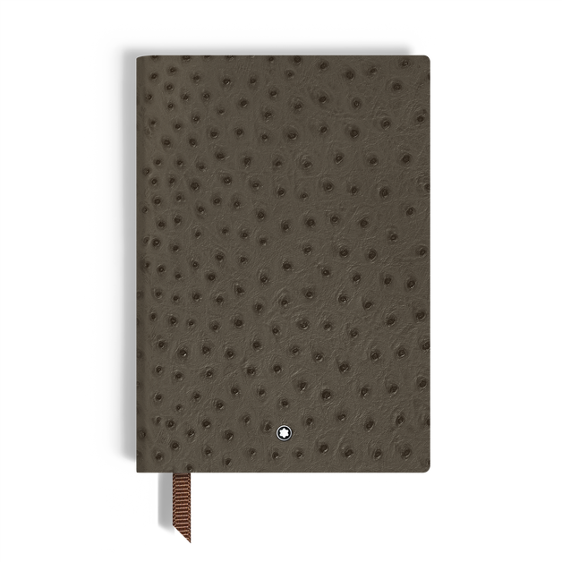 Medium Notebook in Ostrich-Embossed Leather, Lined Pages - 1