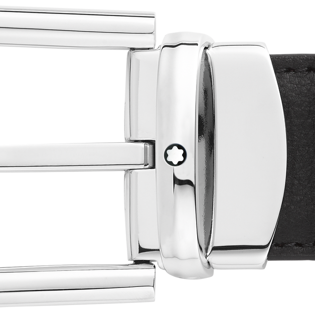 Ceinture réversible à boucle fer à cheval de 30 mm en cuir noir/bleu - 3