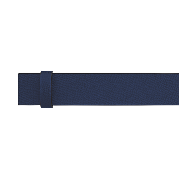 Saffiano printed ink blue/black 35mm reversible leather strap - 2