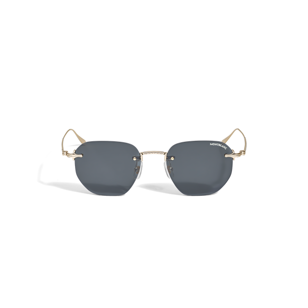 Lunettes de Soleil Rondes avec Monture en Métal Doré - 1