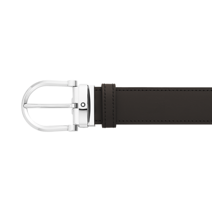 Horseshoe buckle black/brown 35 mm reversible leather belt
