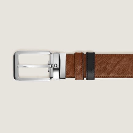 Rectangular Buckle Fauve/Black 35&nbsp;mm Reversible Leather Belt