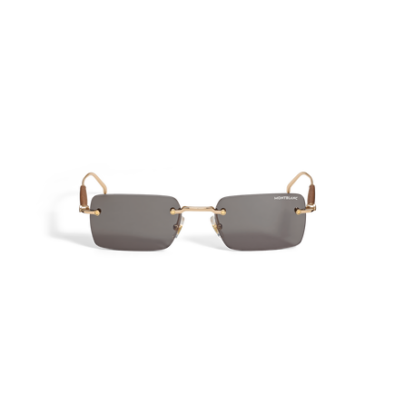 Squared Sunglasses with Gold-Coloured Metal Frame 
