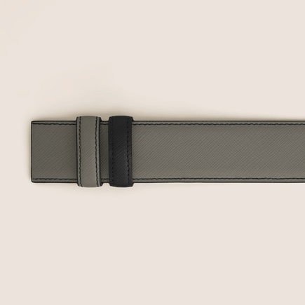 Medium grey/black 35mm reversible leather belt