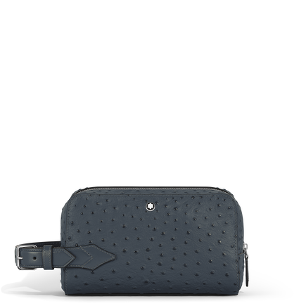 Wash Bag in Ostrich-Embossed Leather