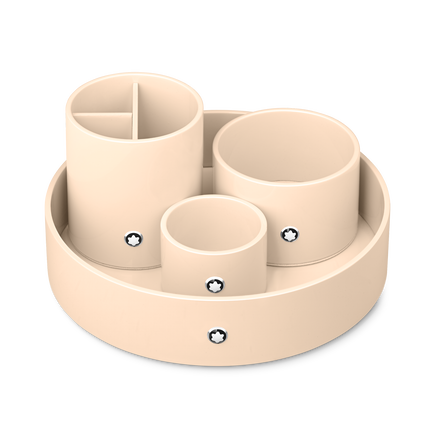 Round Desk tray in Ivory Colored Lacquer Wood (Small)