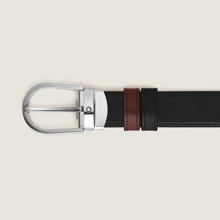 Horseshoe Buckle Black/Burgundy 30&nbsp;mm Reversible Leather Belt