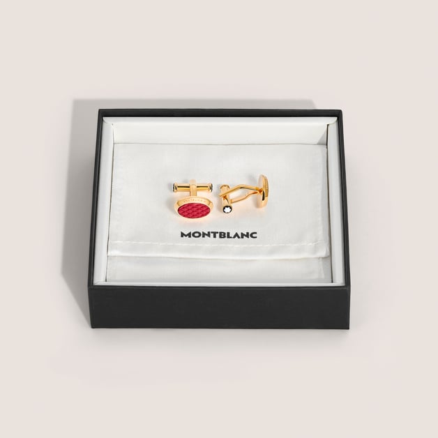 Meisterstück Oval Cufflinks with Geometric Lacquer Inlay - 3