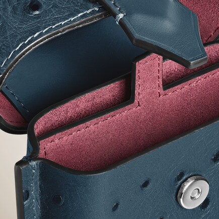 Nib Multifunctional Case with Strap in Ostrich-Embossed Leather