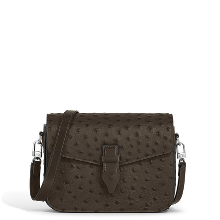 Nib Crossbody Bag in Ostrich-Embossed Leather