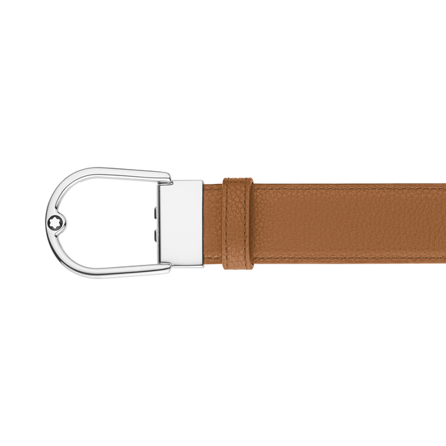 Ceinture réversible à boucle fer à cheval de 35 mm en cuir grainé caramel/noir - 5