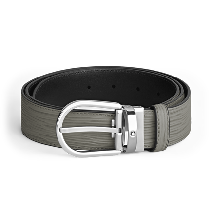 Horseshoe buckle medium grey 35mm leather belt