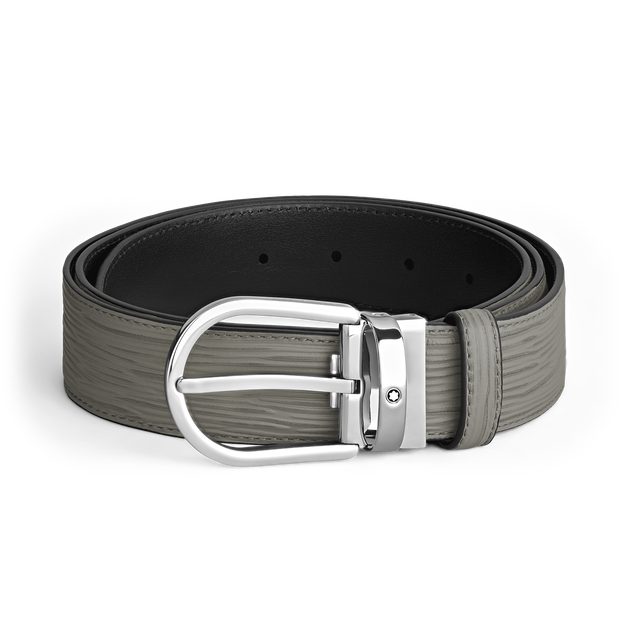 Horseshoe buckle medium grey 35mm leather belt - 1