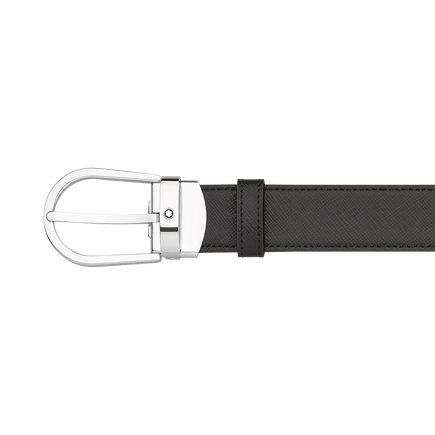 Horseshoe buckle black/brown 30 mm reversible leather belt