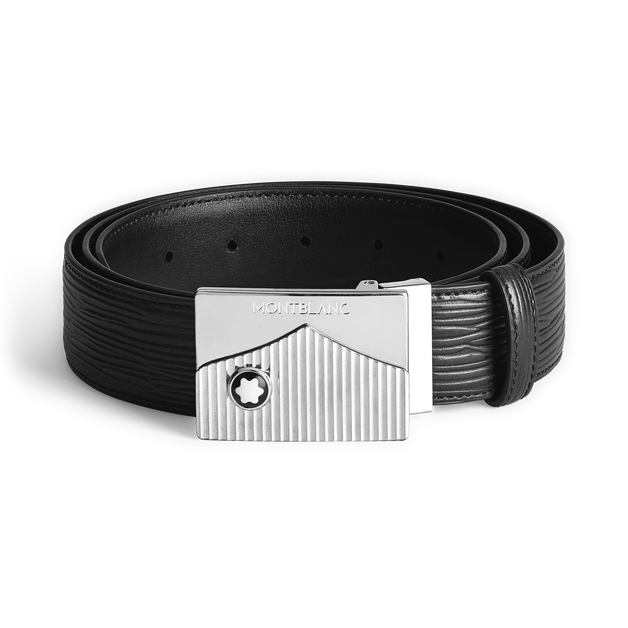 Black 35 mm leather belt - 1