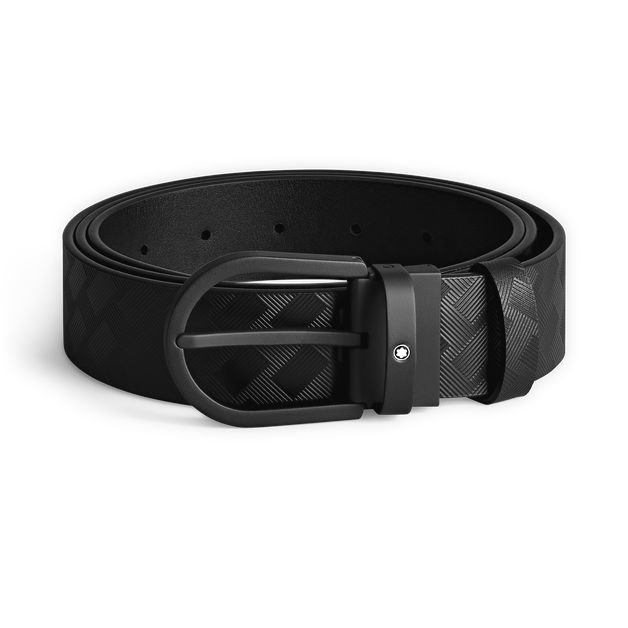 Ceinture à boucle fer à cheval de 35 mm en cuir noir - 1