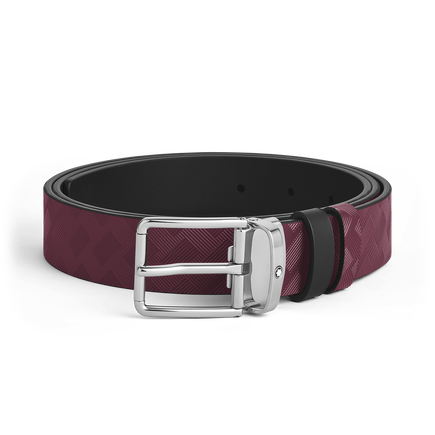 Horseshoe buckle cassis/black 30mm reversible leather strap