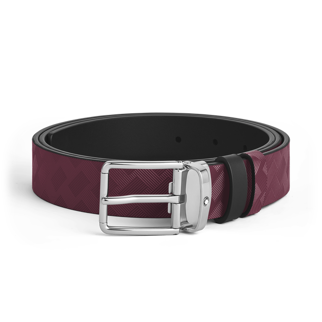 Horseshoe buckle cassis/black 30mm reversible leather strap - 2