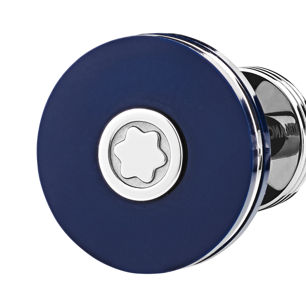 Cufflinks, round in stainless steel with blue resin - 3