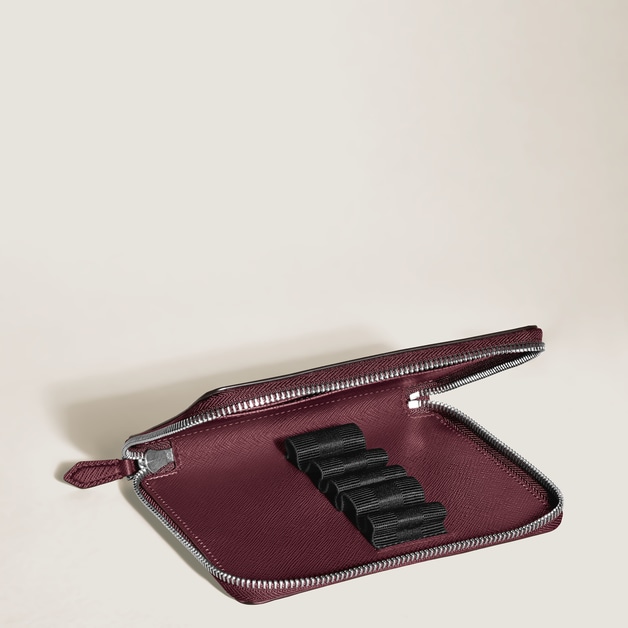5-Pen Pouch with zip in Sartorial Leather - 5