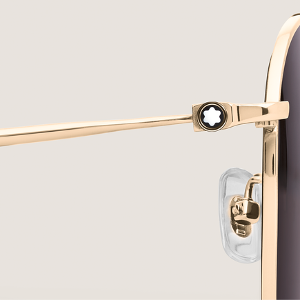 Squared Sunglasses with Gold-Coloured Titanium Frame