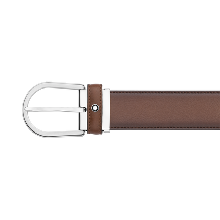Horseshoe buckle brown 35 mm leather belt