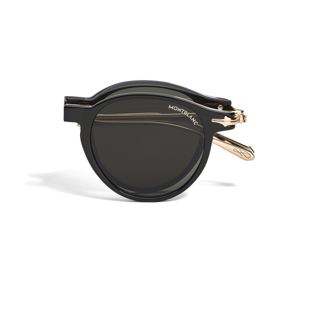 Lunettes de soleil pliables ovales à monture injectée noire - 1