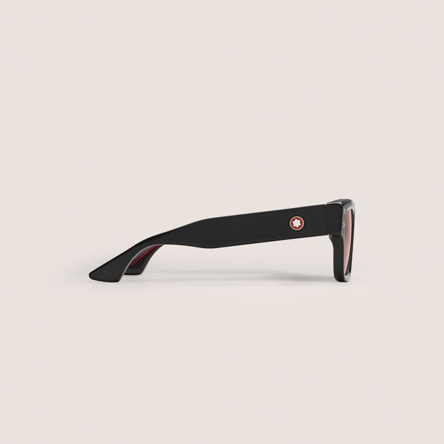 Occhiali da Sole Rettangolari con Montatura in Acetato Nero - 2