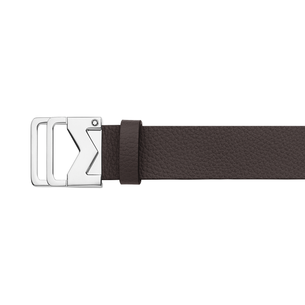 Grainy ebony 35mm leather belt - 3