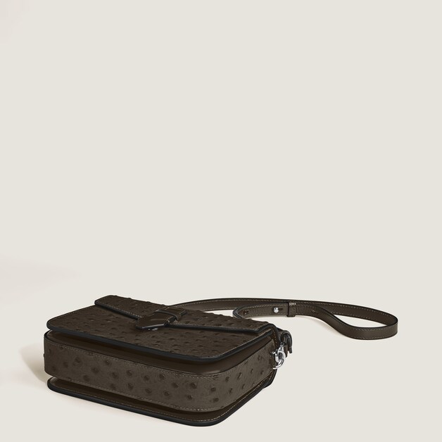 Nib Crossbody Bag in Ostrich-Embossed Leather - 7