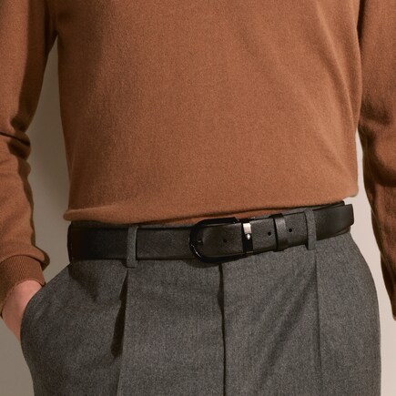 Horseshoe buckle black 35mm leather belt