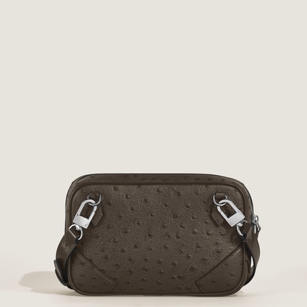 Mini Crossbody Bag in Ostrich-Embossed Leather