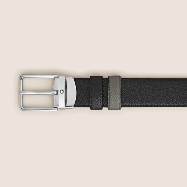 Medium grey/black 30mm reversible leather belt - 2