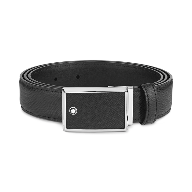 Black 30 mm leather belt - 1